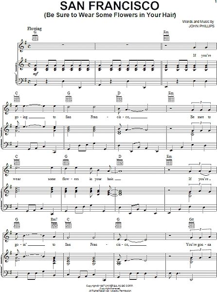 open zoom image for San Francisco (Be Sure To Wear Some Flowers In Your Hair) - Piano/Vocal/Guitar, New, Main