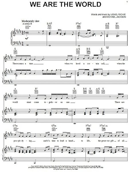 open zoom image for We Are The World - Piano/Vocal/Guitar, New, Main