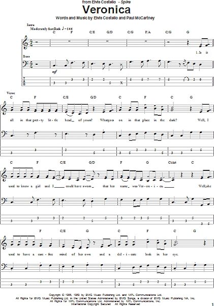 open zoom image for Veronica - Bass Tab, New, Main