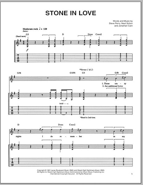 open zoom image for Stone In Love - Guitar TAB, New, Main