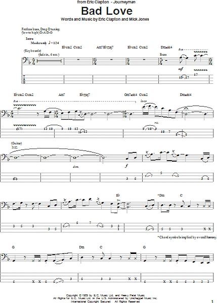 open zoom image for Bad Love - Bass Tab, New, Main
