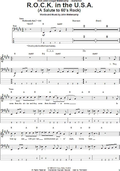open zoom image for R.O.C.K. In The U.S.A. (A Salute To 60's Rock) - Bass Tab, New, Main
