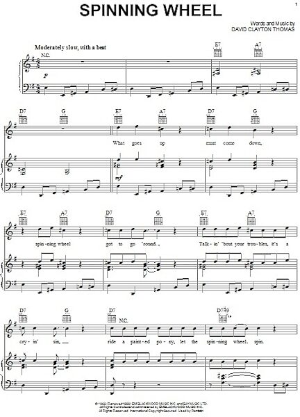 open zoom image for Spinning Wheel - Piano/Vocal/Guitar, New, Main
