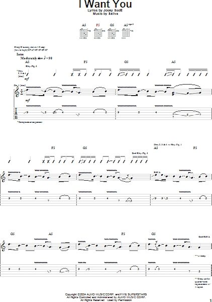 open zoom image for I Want You - Guitar TAB, New, Main
