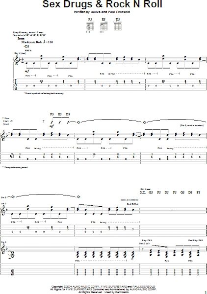 open zoom image for Sex Drugs & Rock N Roll - Guitar TAB, New, Main