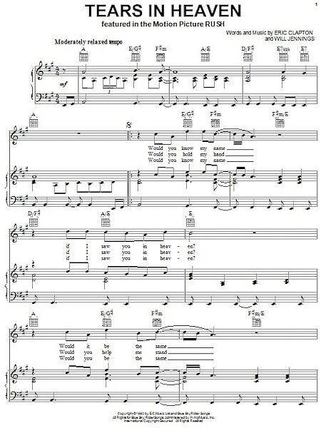 open zoom image for Tears In Heaven - Piano/Vocal/Guitar, New, Main