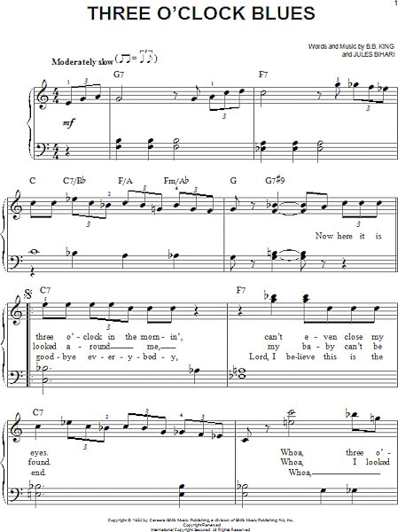 open zoom image for Three O'Clock Blues - Easy Piano, New, Main