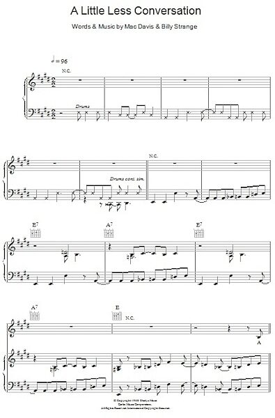 open zoom image for A Little Less Conversation - Piano Vocal, New, Main