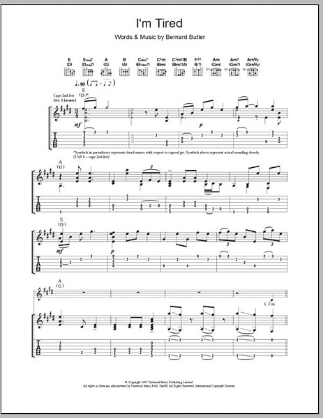 open zoom image for I'm Tired - Guitar TAB, New, Main