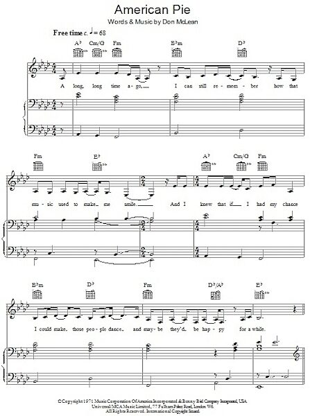 open zoom image for American Pie - Piano/Vocal/Guitar, New, Main