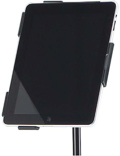 open zoom image for K&M 19710 iPad Microphone Stand Holder, In Use