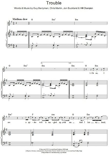 open zoom image for Trouble - Piano/Vocal/Guitar, New, Main