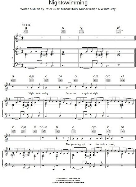 open zoom image for Nightswimming - Piano/Vocal/Guitar, New, Main