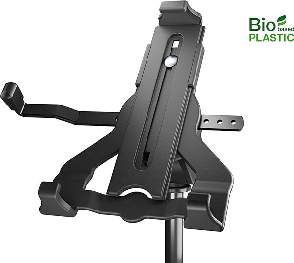 open zoom image for K&M 19744 Universal Tablet Holder, Black, Action Position Back