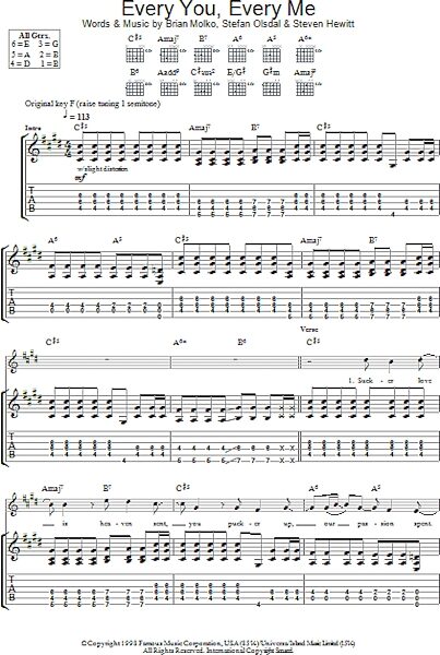 open zoom image for Every You Every Me - Guitar TAB, New, Main