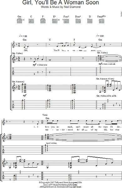 open zoom image for Girl, You'll Be A Woman Soon - Guitar TAB, New, Main