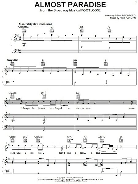 open zoom image for Almost Paradise - Piano/Vocal/Guitar, New, Main