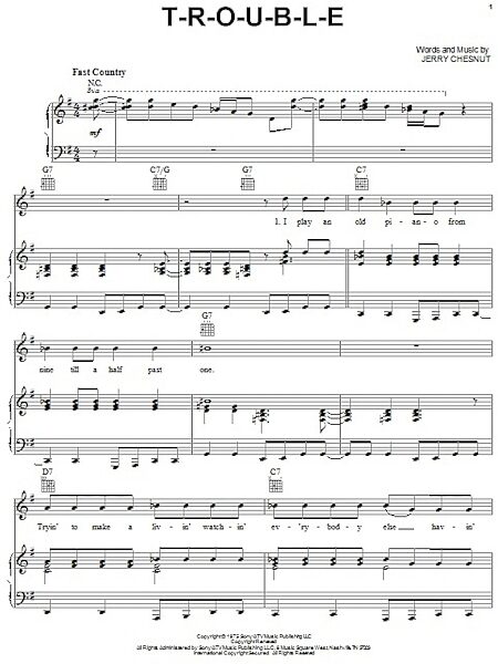 open zoom image for T-R-O-U-B-L-E - Piano/Vocal/Guitar, New, Main