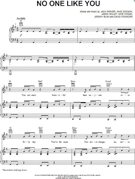 open zoom image for No One Like You - Piano/Vocal/Guitar, New, Main