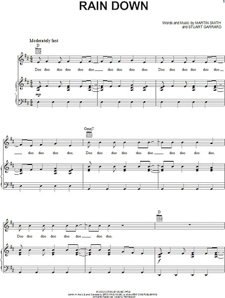 open zoom image for Rain Down - Piano/Vocal/Guitar, New, Main