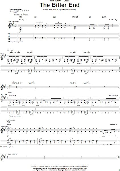 open zoom image for The Bitter End - Guitar TAB, New, Main