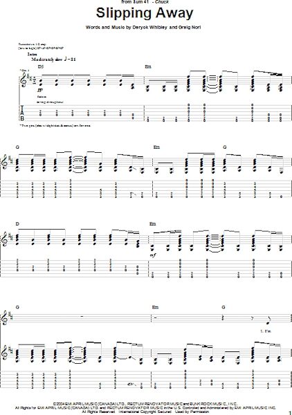 open zoom image for Slipping Away - Guitar TAB, New, Main