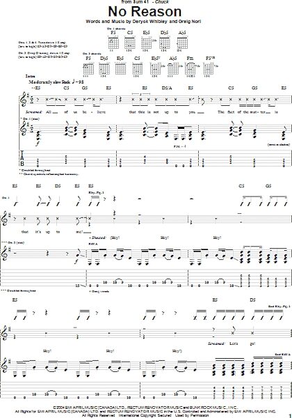 open zoom image for No Reason - Guitar TAB, New, Main