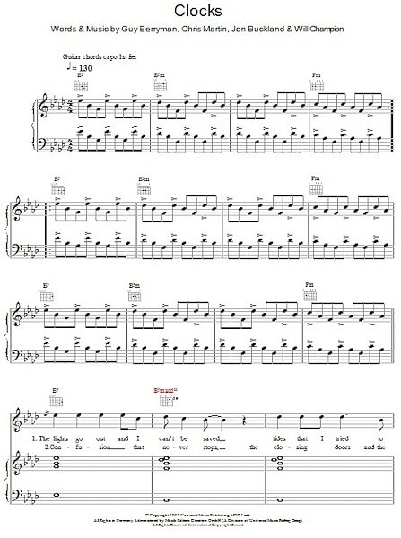 open zoom image for Clocks - Piano/Vocal/Guitar, New, Main