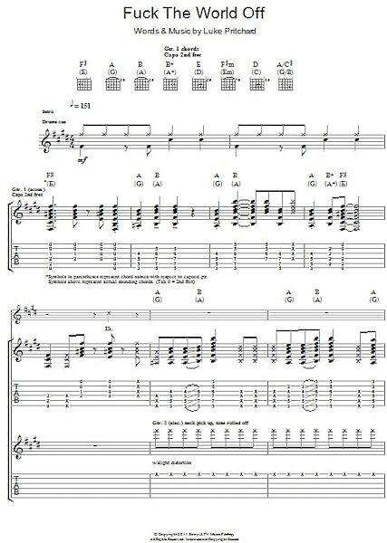 open zoom image for F**k The World Off - Guitar TAB, New, Main