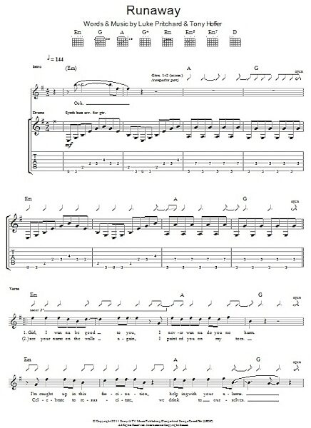 open zoom image for Runaway - Guitar TAB, New, Main