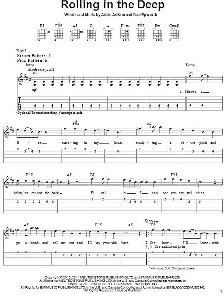 open zoom image for Rolling In The Deep - Easy Guitar with TAB, New, Main