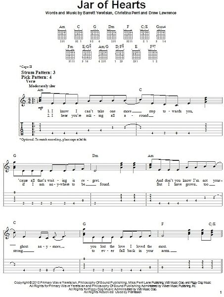 open zoom image for Jar Of Hearts - Easy Guitar with TAB, New, Main