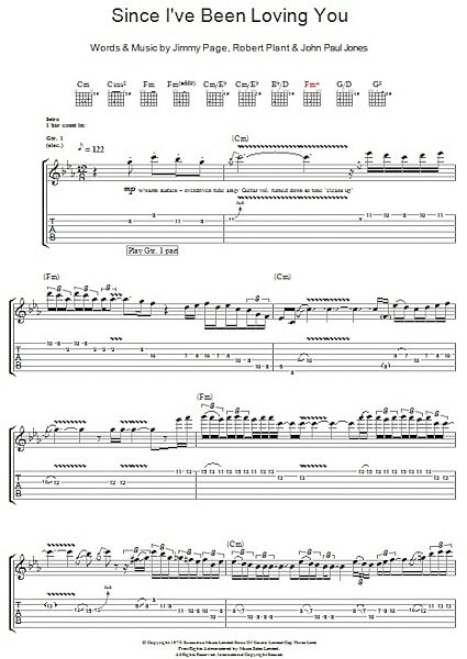 open zoom image for Since I've Been Loving You - Guitar TAB, New, Main