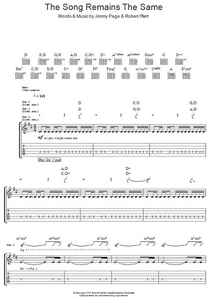 open zoom image for The Song Remains The Same - Guitar TAB, New, Main