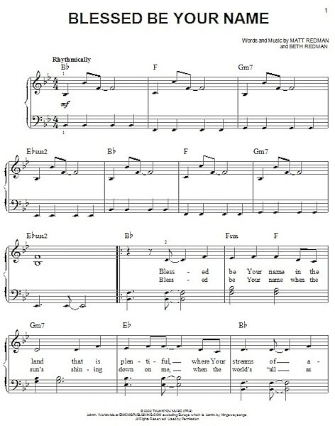open zoom image for Blessed Be Your Name - Easy Piano, New, Main