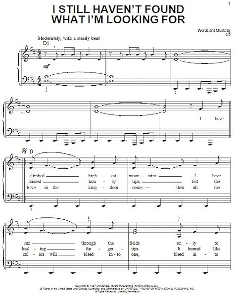 open zoom image for I Still Haven't Found What I'm Looking For - Easy Piano, New, Main