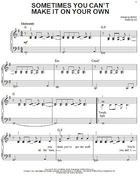 open zoom image for Sometimes You Can't Make It On Your Own - Easy Piano, New, Main