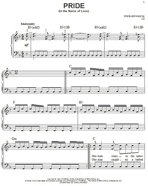 open zoom image for Pride (In The Name Of Love) - Easy Piano, New, Main