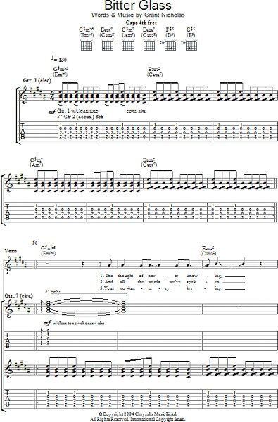 open zoom image for Bitter Glass - Guitar TAB, New, Main