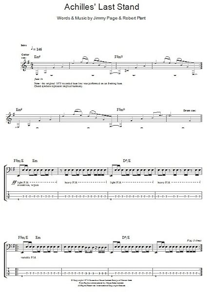 open zoom image for Achilles Last Stand - Bass Tab, New, Main