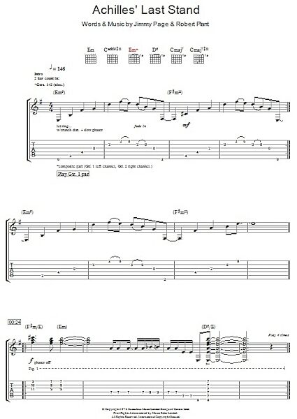 open zoom image for Achilles Last Stand - Guitar TAB, New, Main