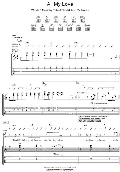 open zoom image for All My Love - Guitar TAB, New, Main