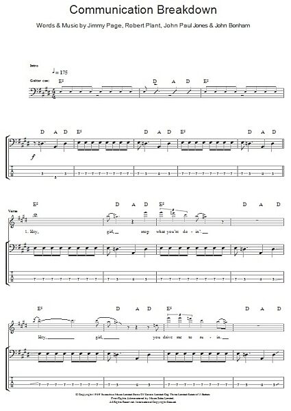 open zoom image for Communication Breakdown - Bass Tab, New, Main