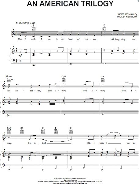 open zoom image for An American Trilogy - Piano/Vocal/Guitar, New, Main