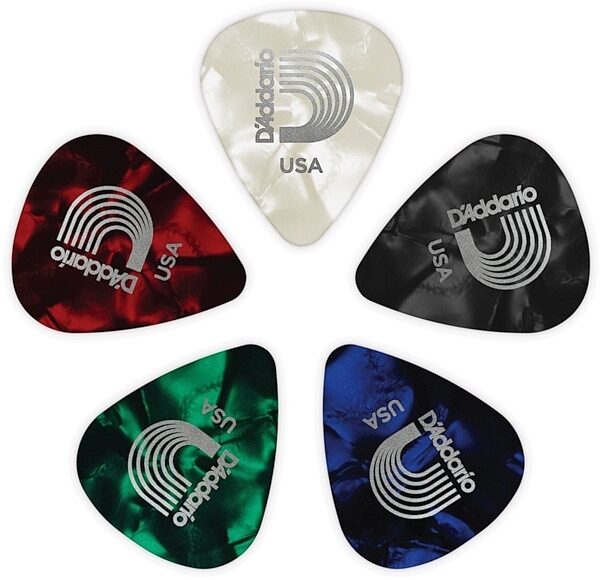 open zoom image for D'Addario 1CAP4-10 Classic Pearl Celluloid Assortment Guitar Pick Pack, Assorted Gauges, 10-Pack, view