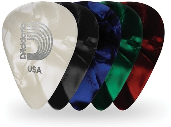 open zoom image for D'Addario 1CAP4-10 Classic Pearl Celluloid Assortment Guitar Pick Pack, Assorted Gauges, 10-Pack, main