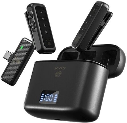 open zoom image for iCON Pro Audio AirMic 3 Dual-Channel Wireless Microphone System, Black, Action Position Back