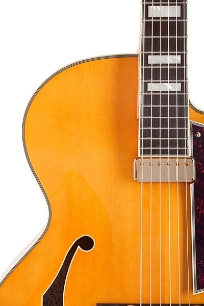 open zoom image for D'Angelico Excel EXL-1 Archtop Hollowbody Electric Guitar (with Case), Natural - Neck Closeup