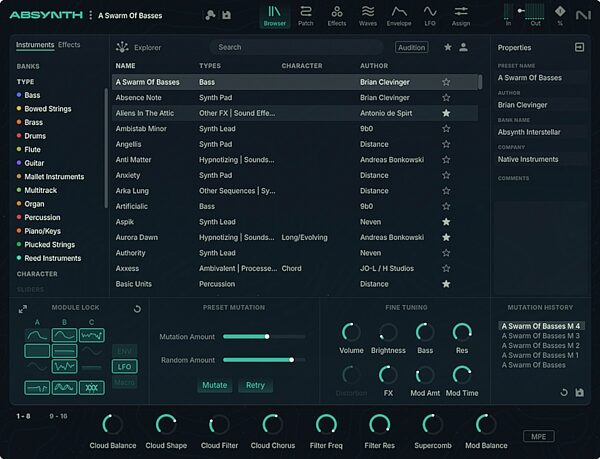 open zoom image for Native Instruments Absynth 6 Software Synthesizer, Digital Download, Action Position Back