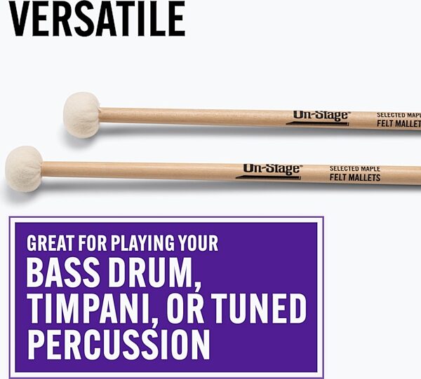 open zoom image for On-Stage WPM200 Felt Tip Mallets, New, Action Position Back